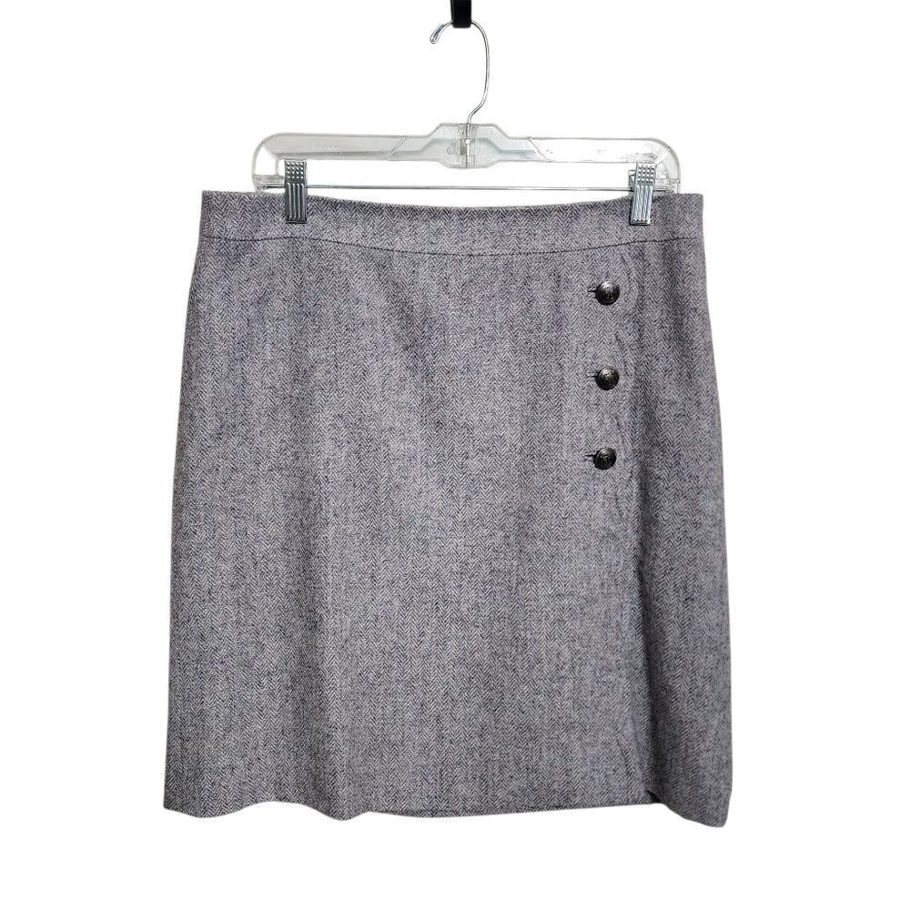 Talbots Skirt 10 Wool Blend Herringbone Gray Purple Acedamia Equestrian Office